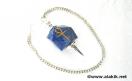 Lapis Lazule Hexagon Ankh silver pendulum